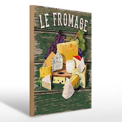 Letrero de madera comida 30x40cm Variedades de queso Le Fromage Queso