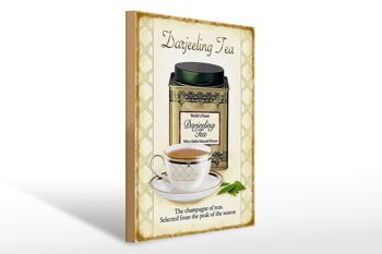 Plaque en bois thé 30x40cm Darjeeling Tea champagne des thés 1