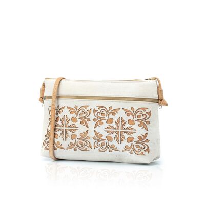 Crossbody bag with laser cut tile design