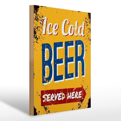 Holzschild Retro 30x40cm Ice Cold Beer served here Bier