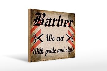 Panneau en bois Coiffeur 40x30cm Barbier nous coupons avec fierté style 1