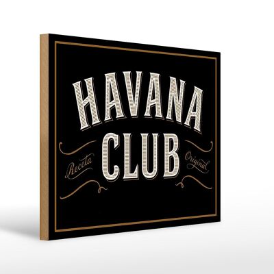 Cartello in legno con scritta Havana Club 40x30 cm