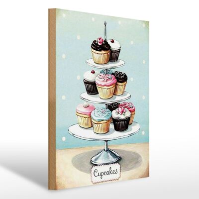 Holzschild Süßigkeiten 30x40cm Cupcakes kleine Kuchen