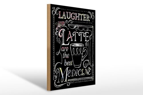 Holzschild Spruch 30x40cm Laughter and Latte are the best