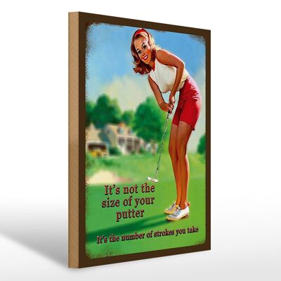 Cartel de madera Pinup 30x40cm Golf no es el tamaño de tu putter