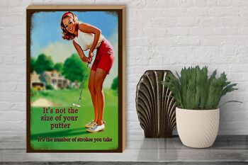 Panneau en bois Pinup 30x40cm Golf ce n'est pas la taille de ton putter 3