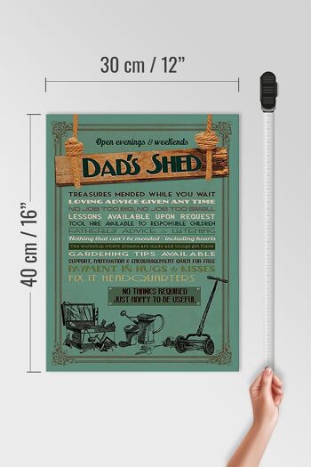 Panneau en bois indiquant 30x40cm Dad's Shed ouvert le soir le week-end 4