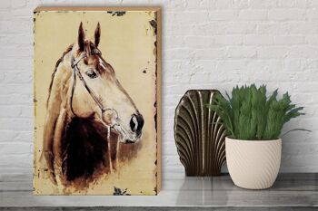 Panneau en bois rétro 30x40cm portrait tête de cheval 3