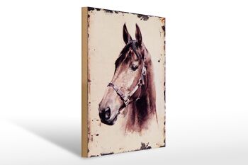 Panneau en bois rétro 30x40cm portrait tête de cheval cadeau 1