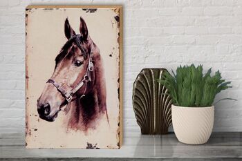 Panneau en bois rétro 30x40cm portrait tête de cheval cadeau 3