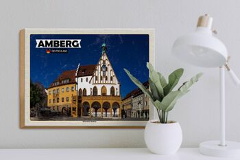 Panneau en bois indiquant l'hôtel de ville historique d'Amberg 40x30cm 3