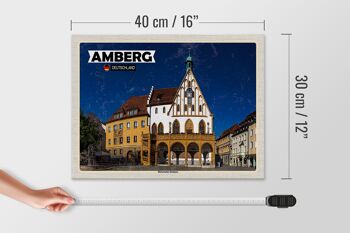 Panneau en bois indiquant l'hôtel de ville historique d'Amberg 40x30cm 4