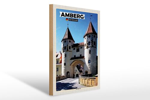 Holzschild Städte Amberg Nabburger Tor Mittelalter 30x40cm