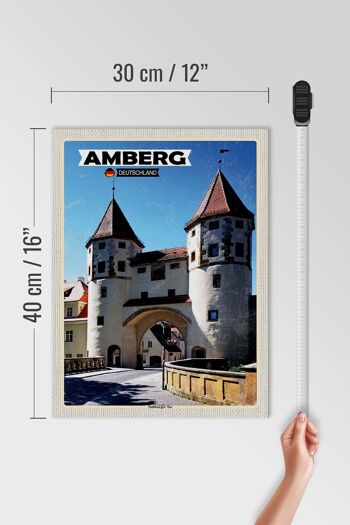 Panneau en bois villes Amberg Nabburger Tor Moyen Âge 30x40cm 4