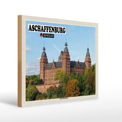 Holzschild Städte Aschaffenburg Schloss Johannesburg 40x30cm