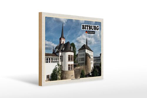 Holzschild Städte Bitburg Rathaus an der Römermauer 40x30cm