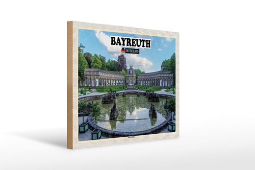 Holzschild Städte Bayreuth Neues Schloss Brunnen 40x30cm