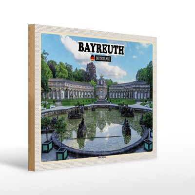 Cartello in legno città Fontana del Castello Nuovo di Bayreuth 40x30 cm