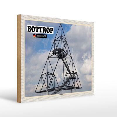 Letrero de madera ciudades Bottrop tetraedro arquitectura 40x30cm