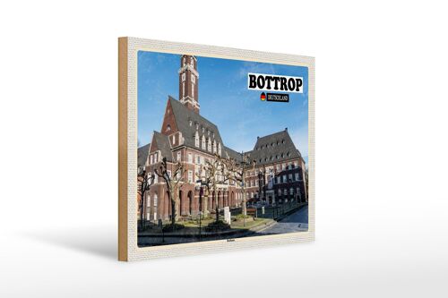 Holzschild Städte Bottrop Rathaus Architektur 40x30cm