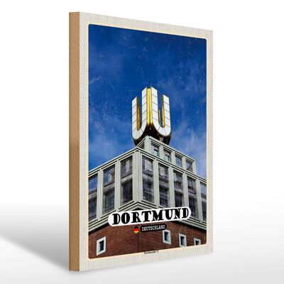 Cartel de madera ciudades Dortmund Dortmunder U 30x40cm