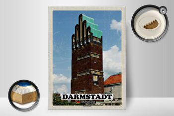 Panneau en bois villes Darmstadt tour de mariage architecture 30x40cm 2