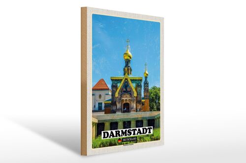 Holzschild Städte Darmstadt Russische Kapelle 30x40cm