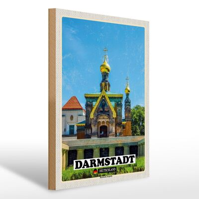 Holzschild Städte Darmstadt Russische Kapelle 30x40cm