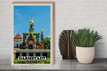 Panneau en bois villes Darmstadt Chapelle Russe 30x40cm 3