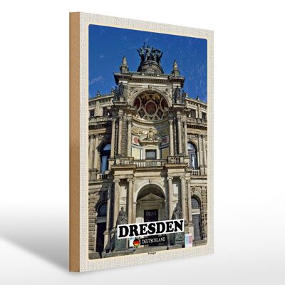 Letrero de madera ciudades Dresde arquitectura Zwinger 30x40cm