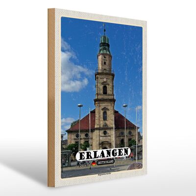 Cartello in legno città Erlangen Chiesa degli Ugonotti 30x40cm