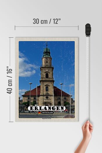 Panneau en bois villes Erlangen Église Huguenote 30x40cm 4