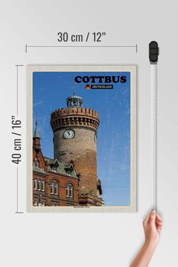 Panneau en bois villes Cottbus Spremberger Tower 30x40cm 4