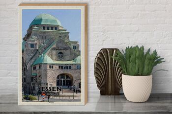 Panneau en bois villes Essen synagogue architecture 30x40cm 3