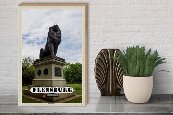 Panneau en bois villes Flensburg Idstedter sculpture lion 30x40cm 3