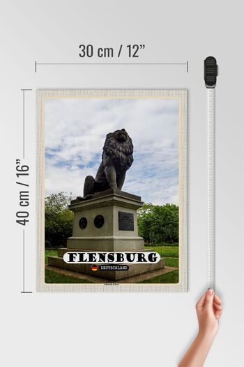 Panneau en bois villes Flensburg Idstedter sculpture lion 30x40cm 4
