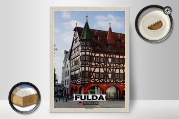 Panneau en bois villes Fulda ancien hôtel de ville architecture 30x40cm 2