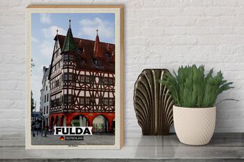 Panneau en bois villes Fulda ancien hôtel de ville architecture 30x40cm 3
