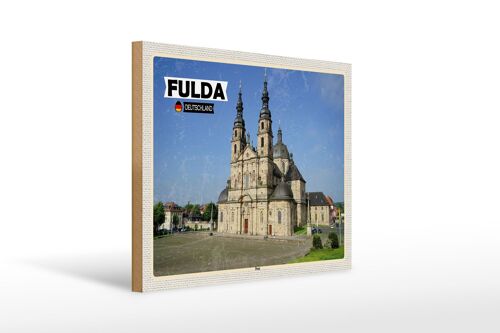 Holzschild Städte Fulda Dom Mittelalter Architektur 40x30cm