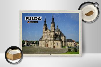 Panneau en bois villes Cathédrale de Fulda Architecture médiévale 40x30cm 2