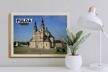 Panneau en bois villes Cathédrale de Fulda Architecture médiévale 40x30cm 3
