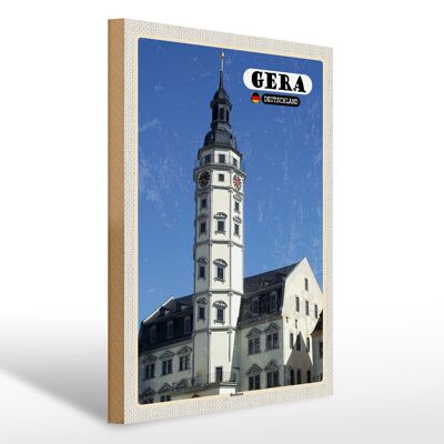 Holzschild Städte Gera Rathaus Altstadt Architektur 30x40cm