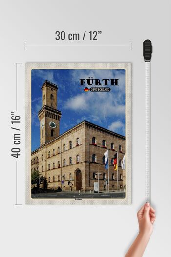Panneau en bois villes Hôtel de ville de Fürth drapeaux de la vieille ville 30x40cm 4