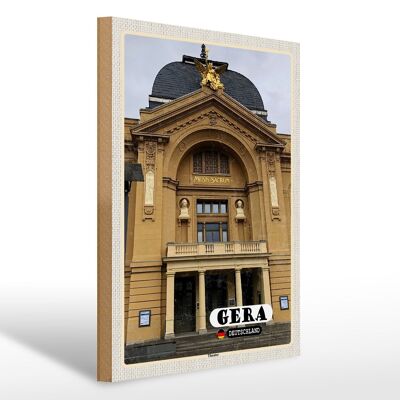 Cartel de madera ciudades Gera Teatro Edad Media 30x40cm