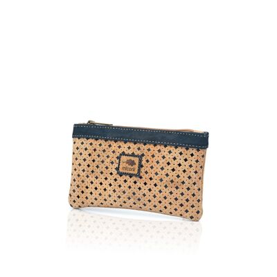 Coin purse in perforated cork with contrast details
