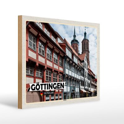 Letrero de madera ciudades Göttingen arquitectura del casco antiguo 40x30cm