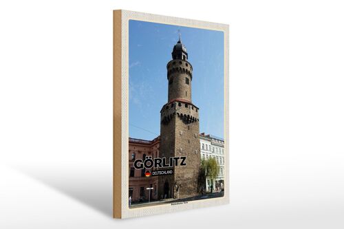 Holzschild Städte Görlitz Reichenbacher Turm 30x40cm