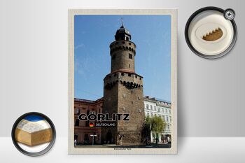 Panneau en bois villes Görlitz Reichenbacher Tower 30x40cm 2