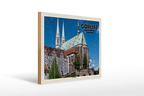 Holzschild Städte Görlitz Peterskirche Städtetrip 40x30cm