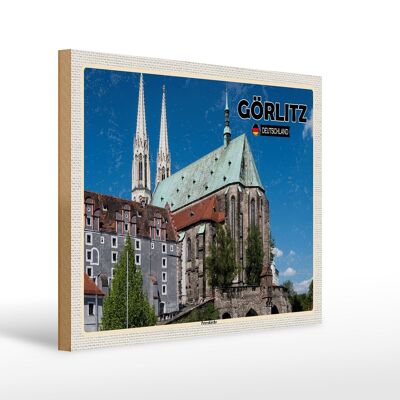 Letrero de madera ciudades Görlitz Peterskirche viaje a la ciudad 40x30cm